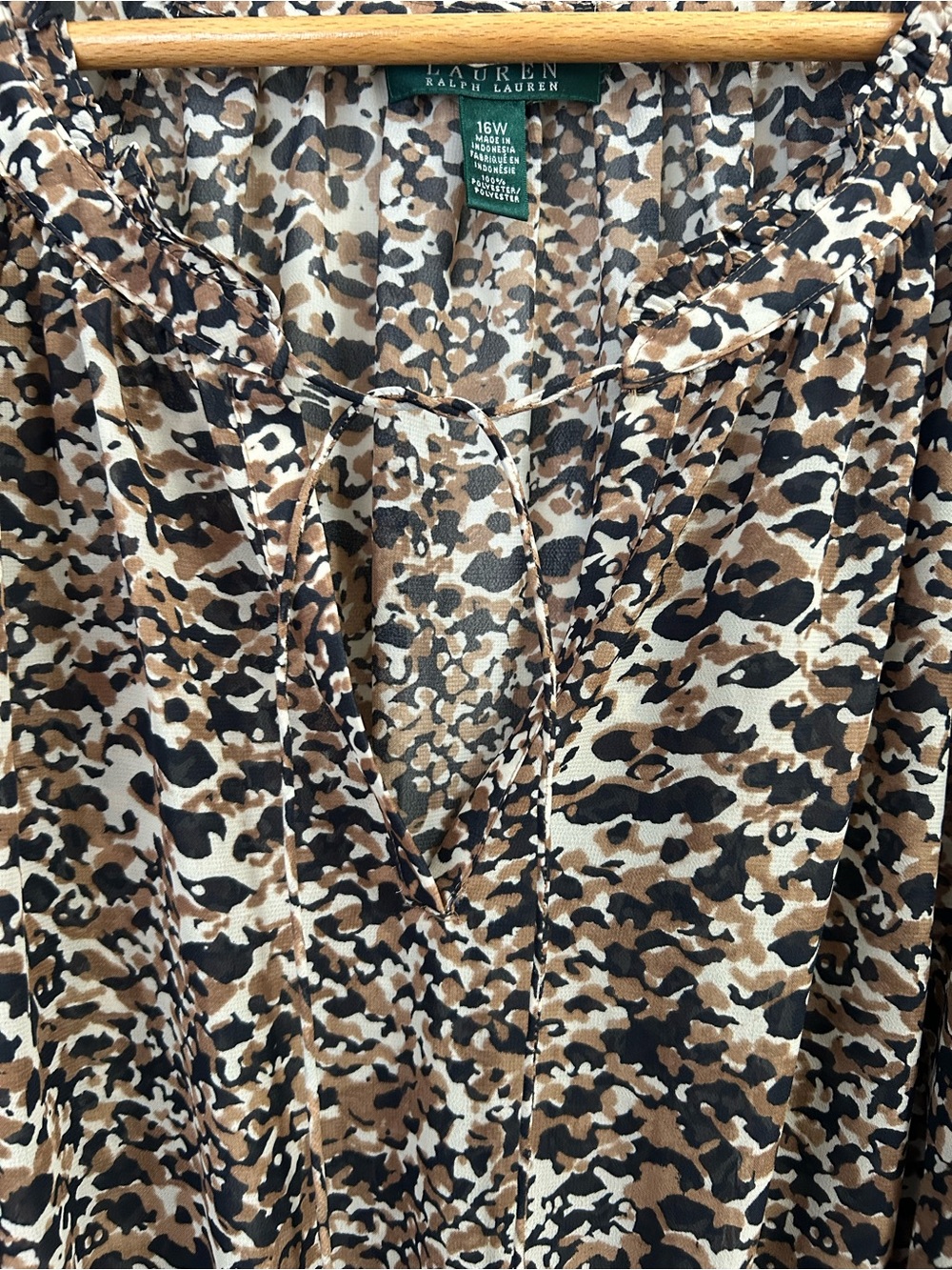 Ralph Lauren Brown and Black Animal Print Long Sleeve Dress (size 16W) - Picture 4 of 4